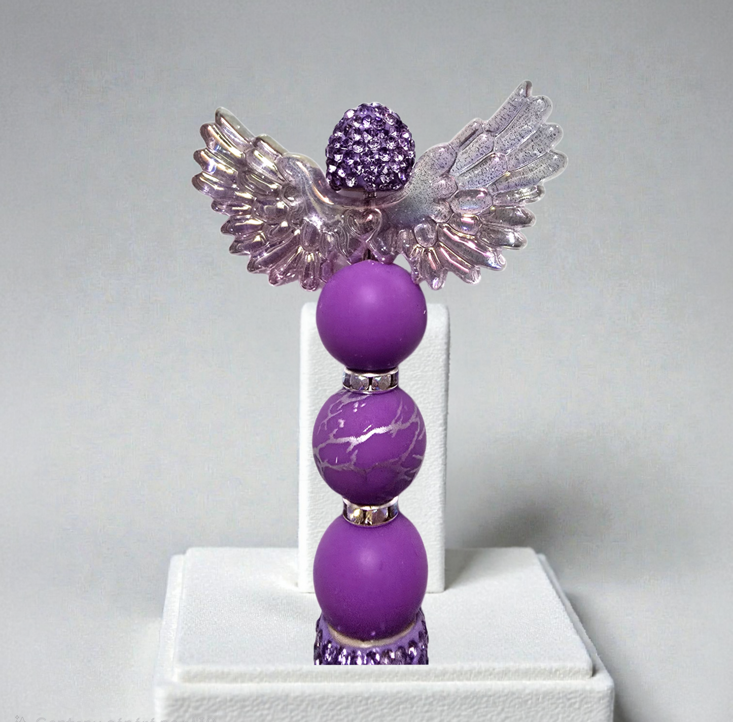 Stylo strass fait main aile d'ange violet 🪽