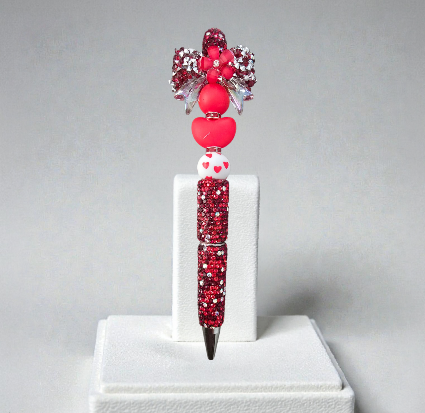 Stylo strass fait main ruban rouge 🎀