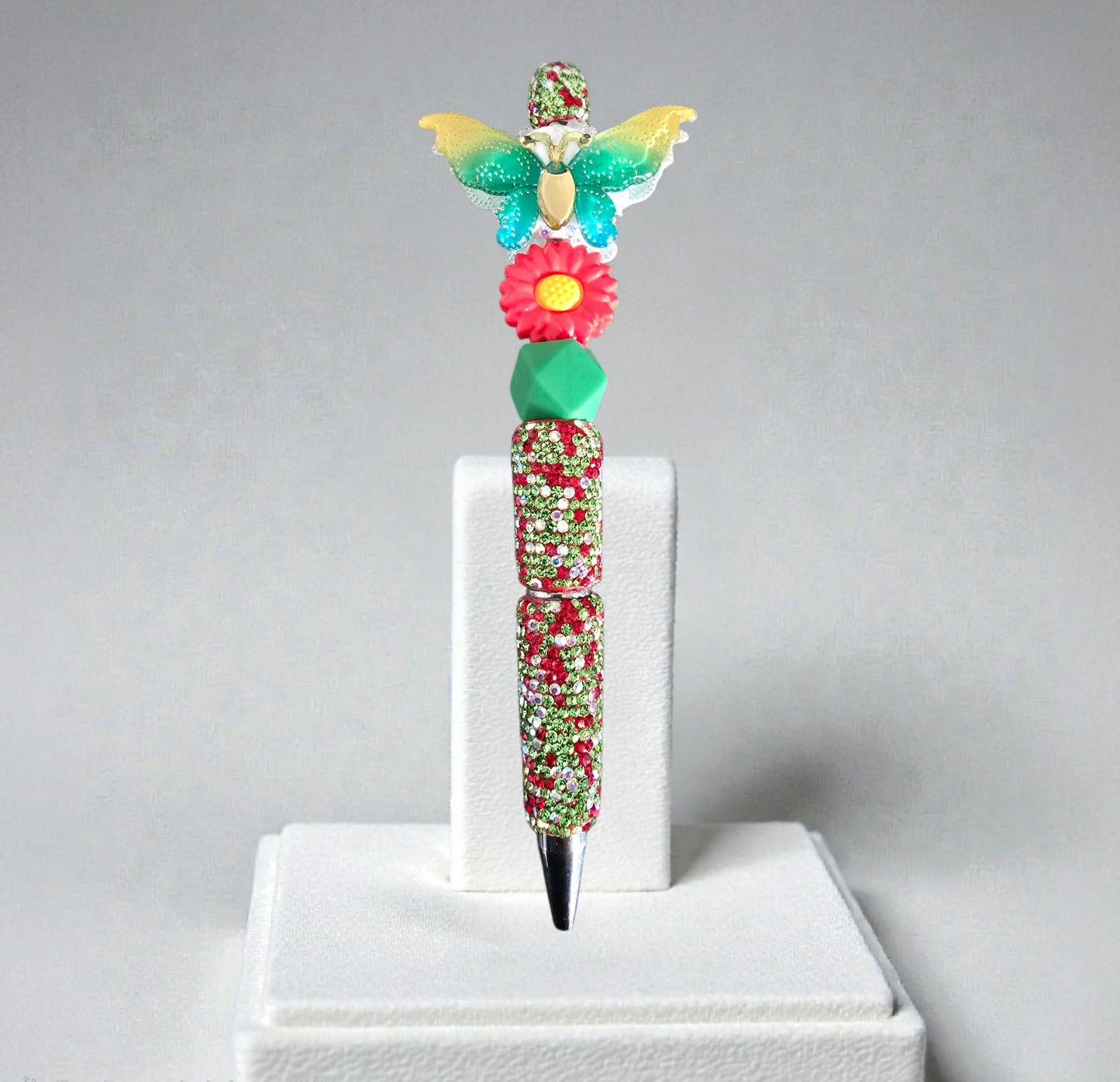 Stylo strass fait main papillon et fleur 🦋🌸