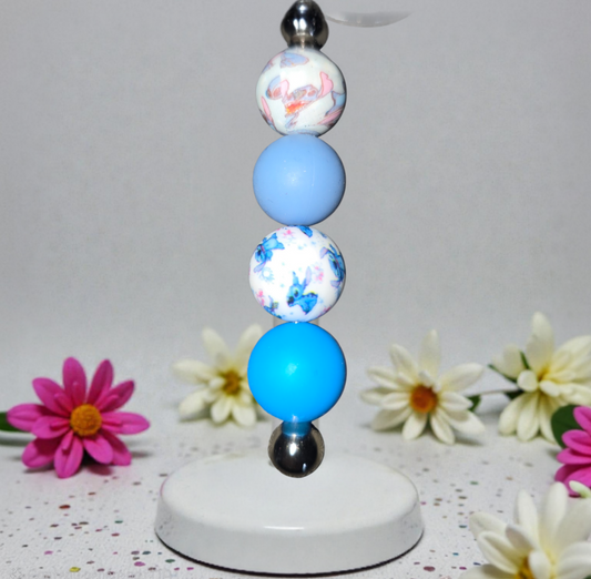 Porte-clé fait main personnalisé bleu Stitch