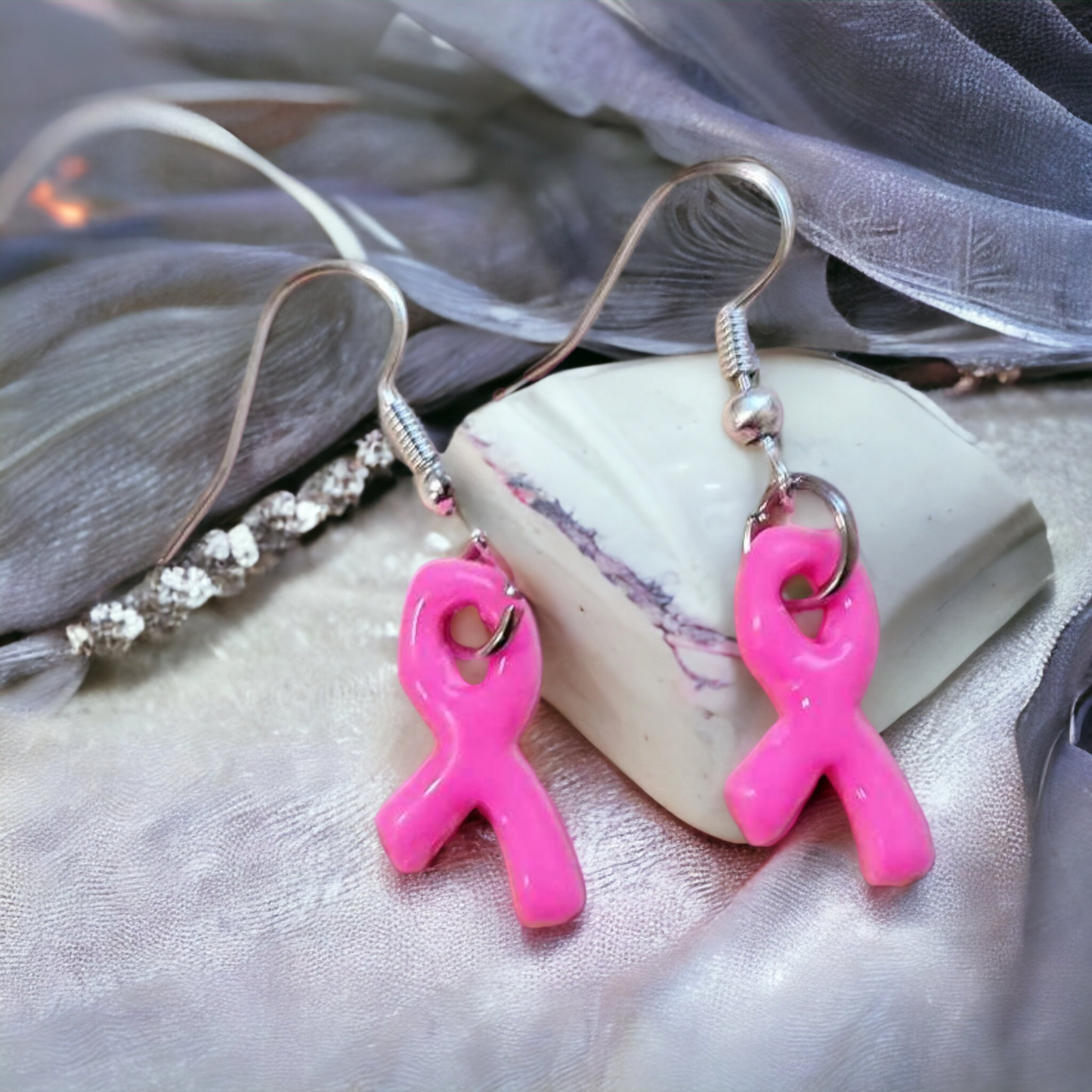 Boucles d'oreilles octobre rose đ