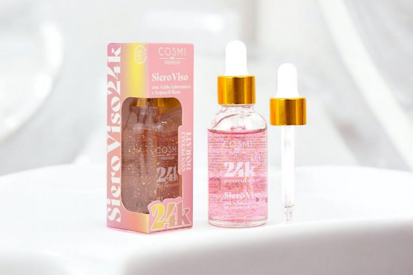 Sérum paillettes d'Or 24K enrichi en acide hyaluronique et extrait de rose