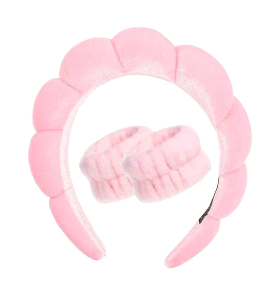Ensemble de bandeau serre-tête et bracelets skincare