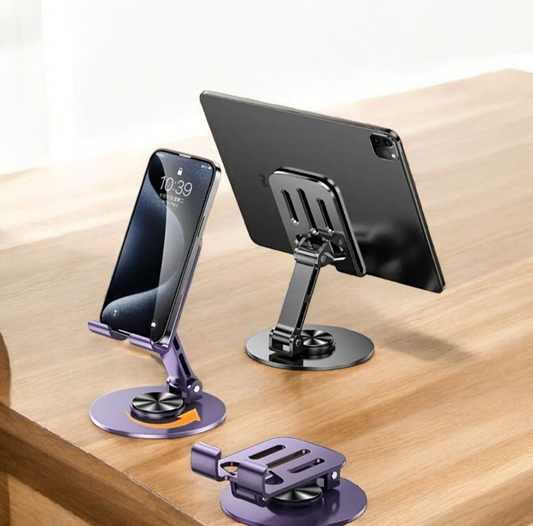 Support de téléphone métallique rotatif et inclinable pour téléphone et tablette