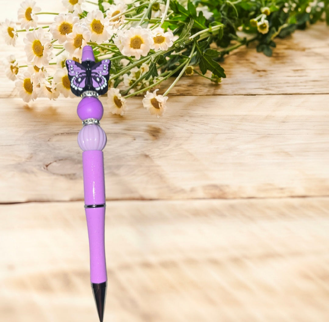 Stylo fait main papillon violet