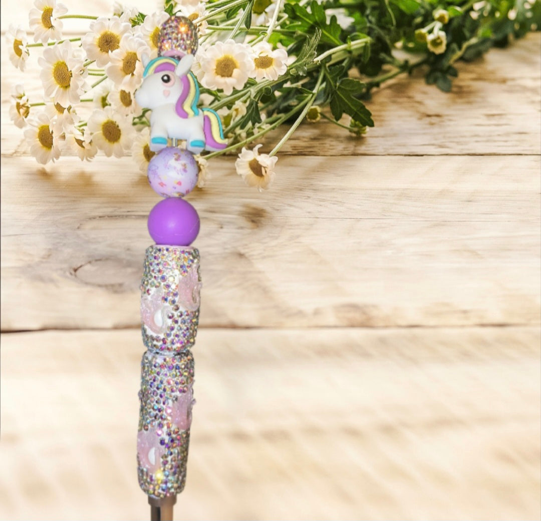 Stylo strass fait main licorne violette