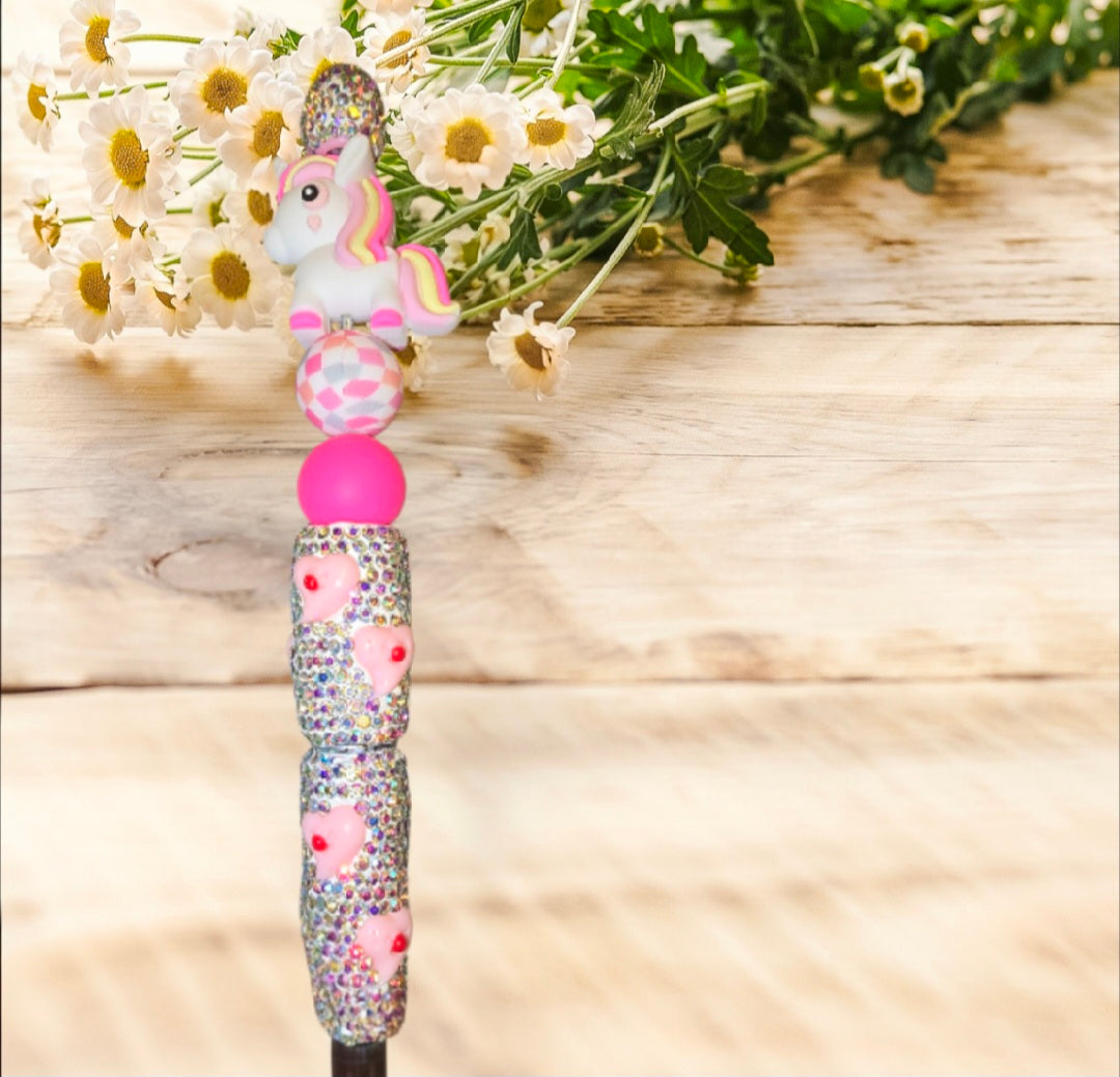 Stylo strass fait main licorne rose