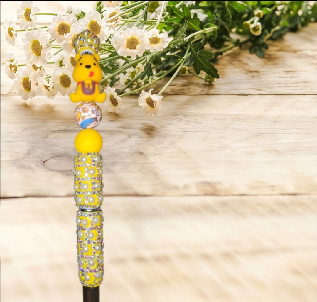 Stylo strass fait main Winnie l'ourson