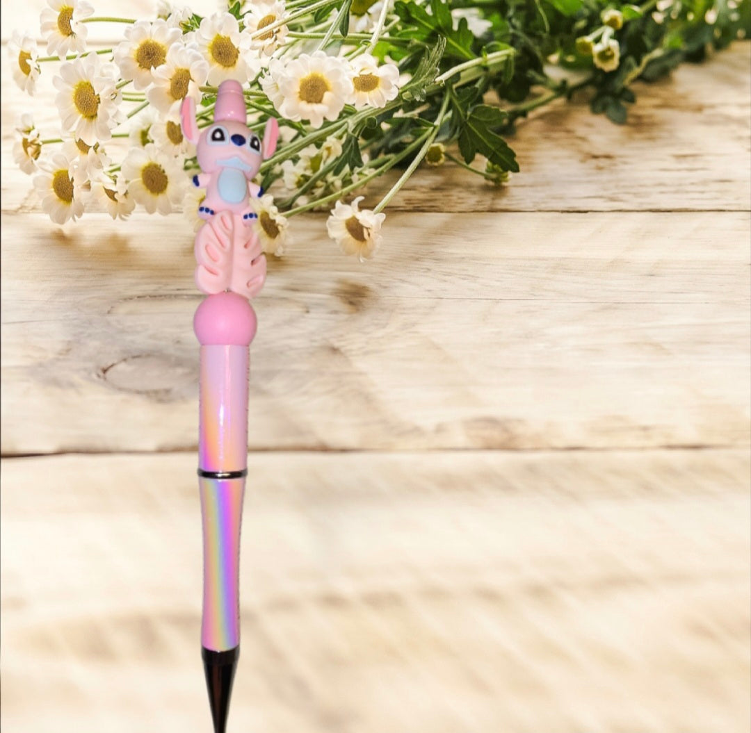 Stylo fait main Stitch rose