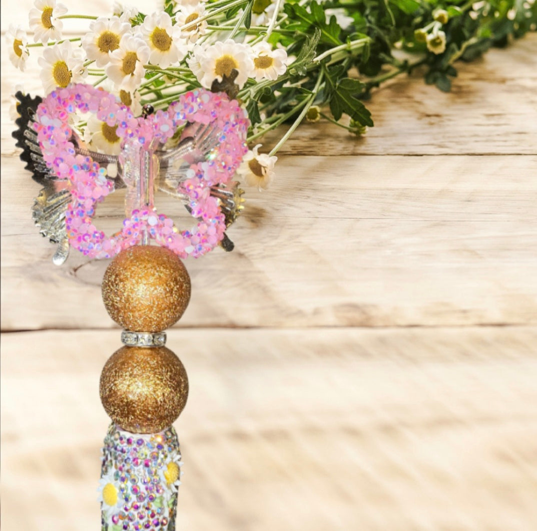 Stylo strass fait main papillon rose