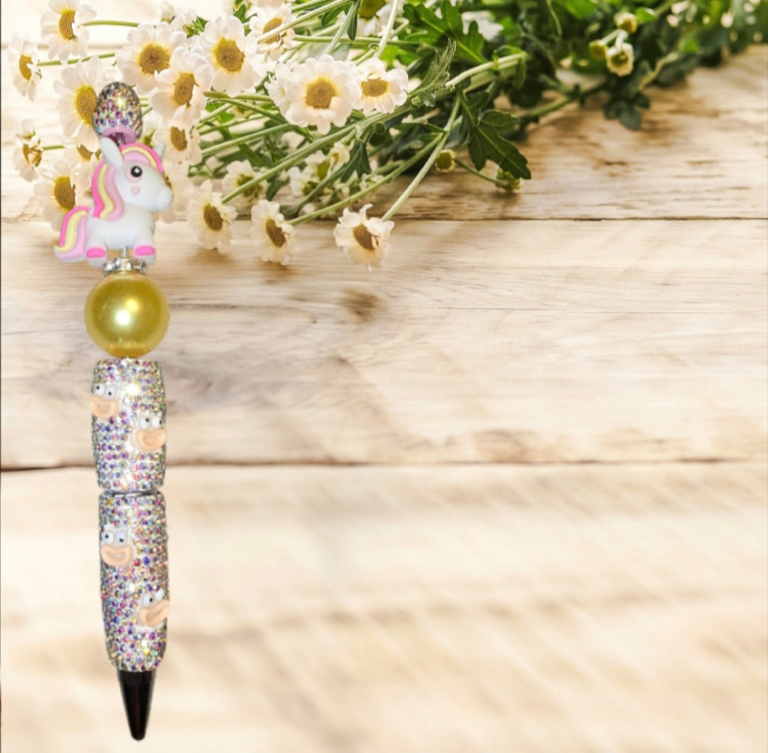 Stylo strass fait main licorne rose