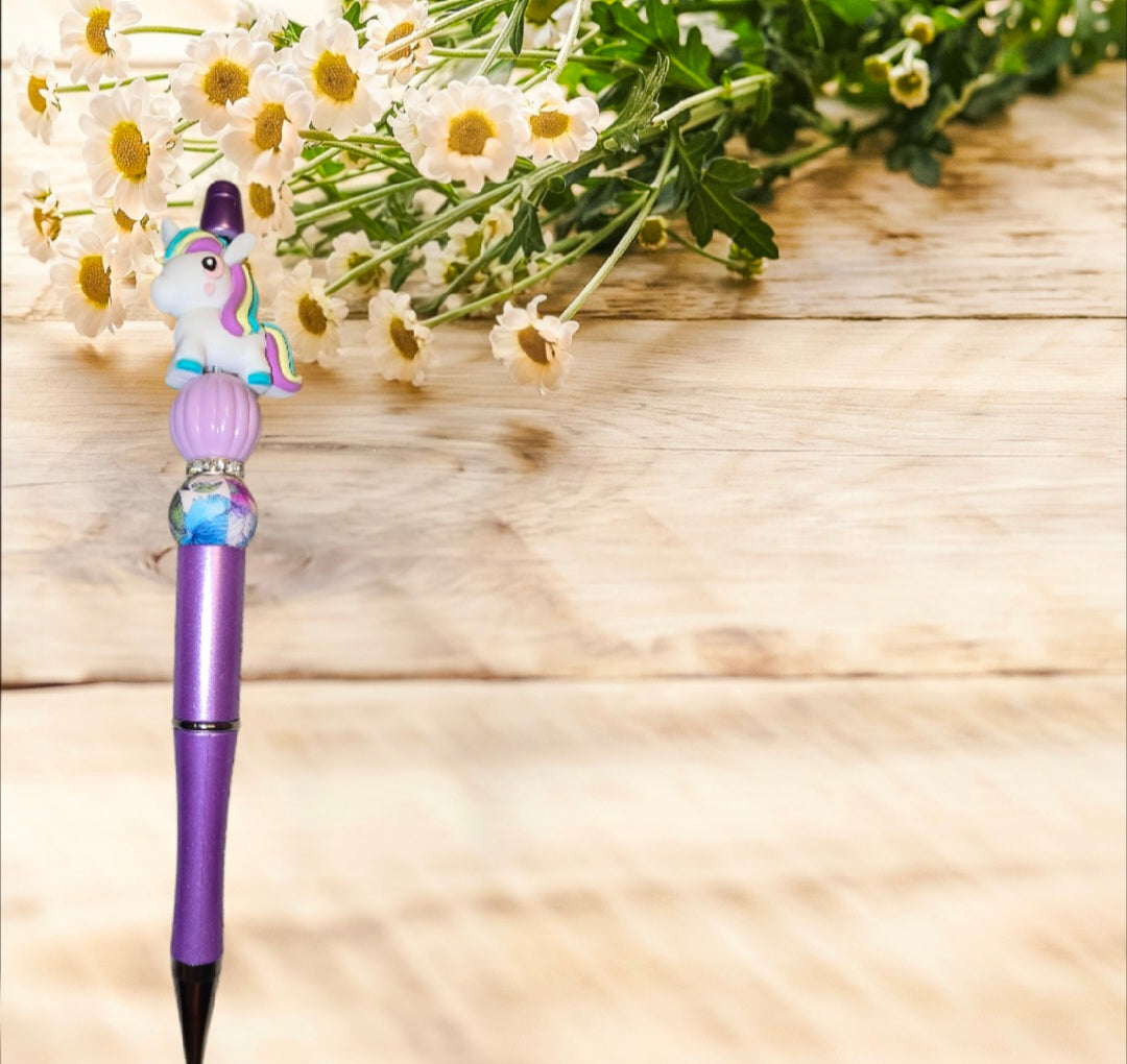 Stylo fait main licorne violette