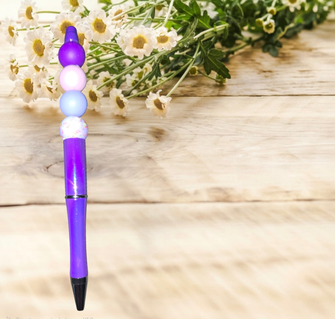 Stylo fait main violet holographique