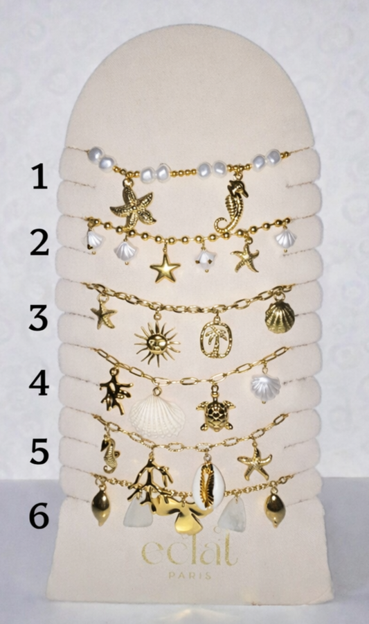 Bracelet au choix thème de la mer blanc et beige