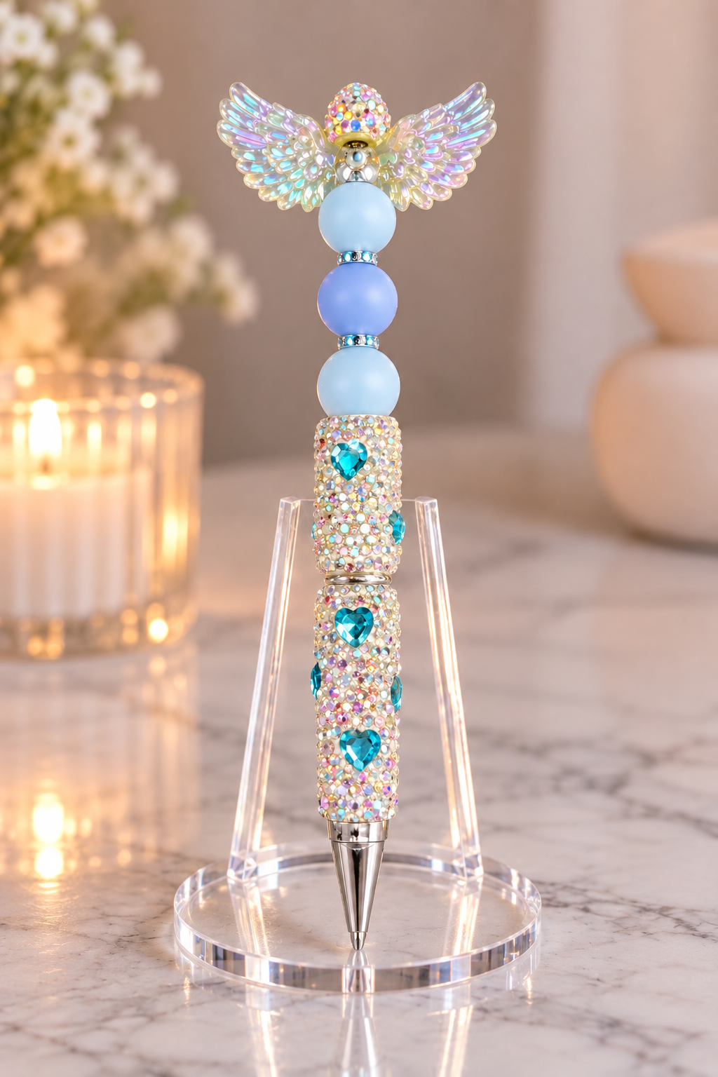 Stylo strass fait main Céleste
