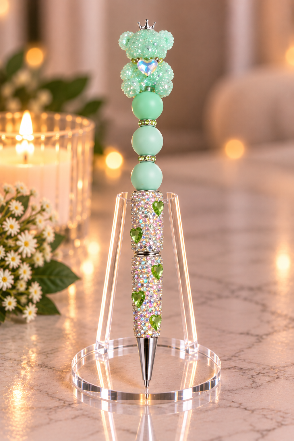 Stylo strass fait main ourson Jade