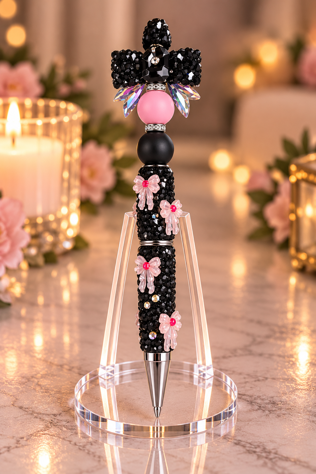 Stylo strass fait main fée d'Onyx