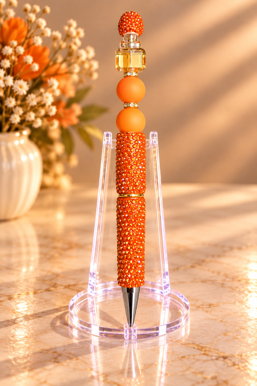 Stylo strass fait main parfum d'ambre