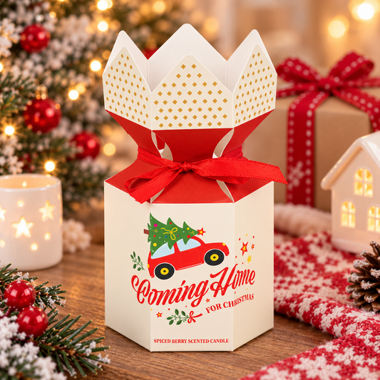 Bougie parfumée aux baies épicées – Retour à la maison pour Noël