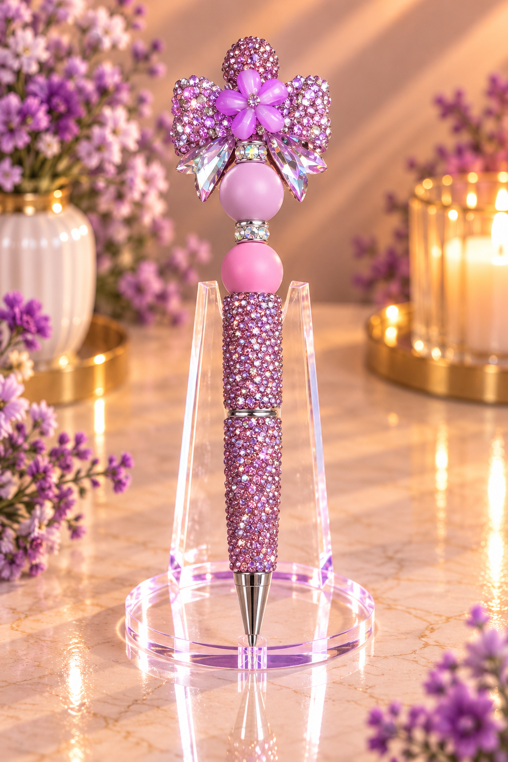 Stylo strass fait main fée d'améthyste