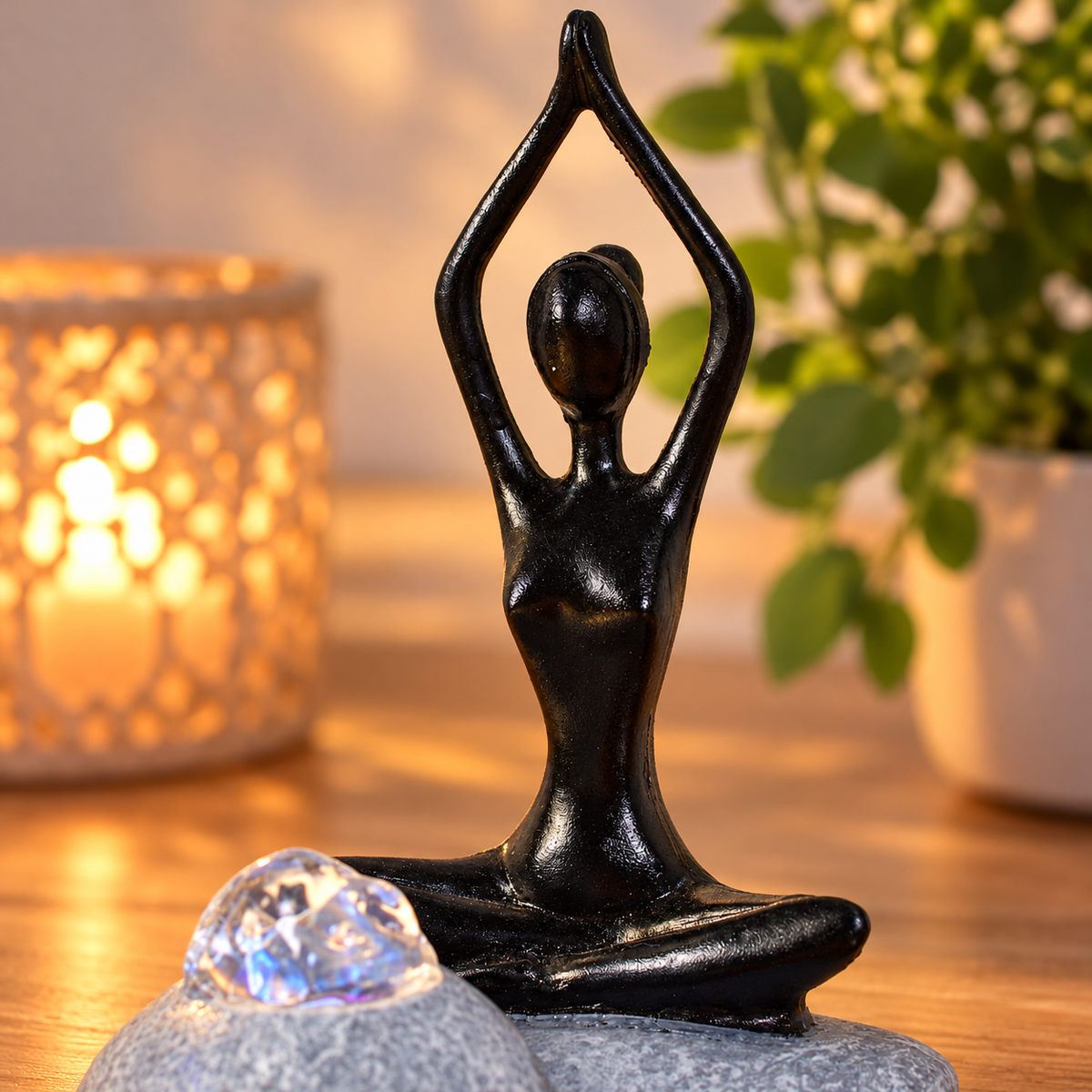 Fontaine d’intérieur Zen Yoga avec LED – Décoration Relaxante
