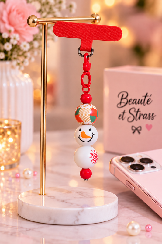 Bijoux de téléphone fait main personnalisé bonhomme givré