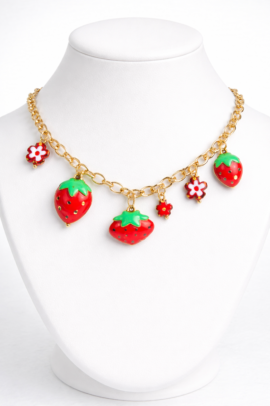 Collier breloques fraises et fleurs 🍓🌸
