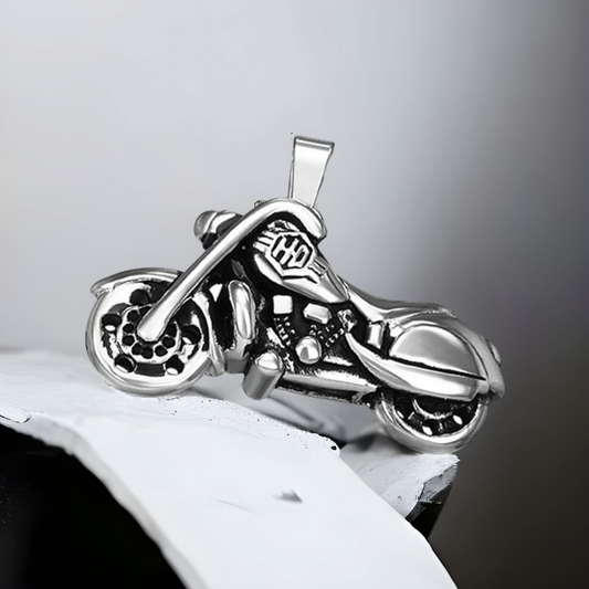 Pendentif gothique rock ou biker - Moto 🏍 "HD" en acier inoxydable