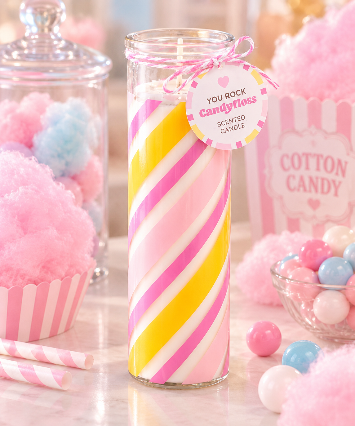 Bougie parfumée Candy Stripe – Barbe à papa
