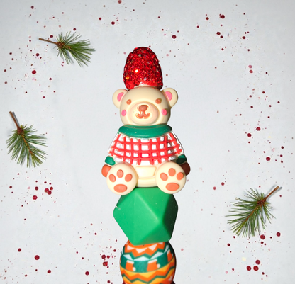 Stylo fait main ourson de Noël 🧸