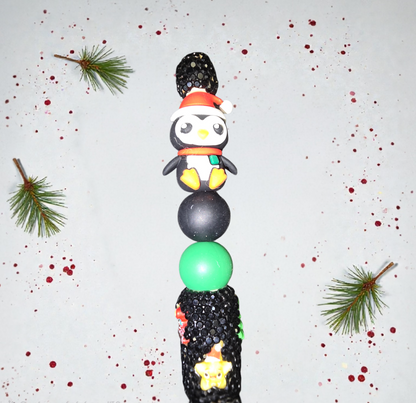Stylo fait main pinguin de Noël 🐧