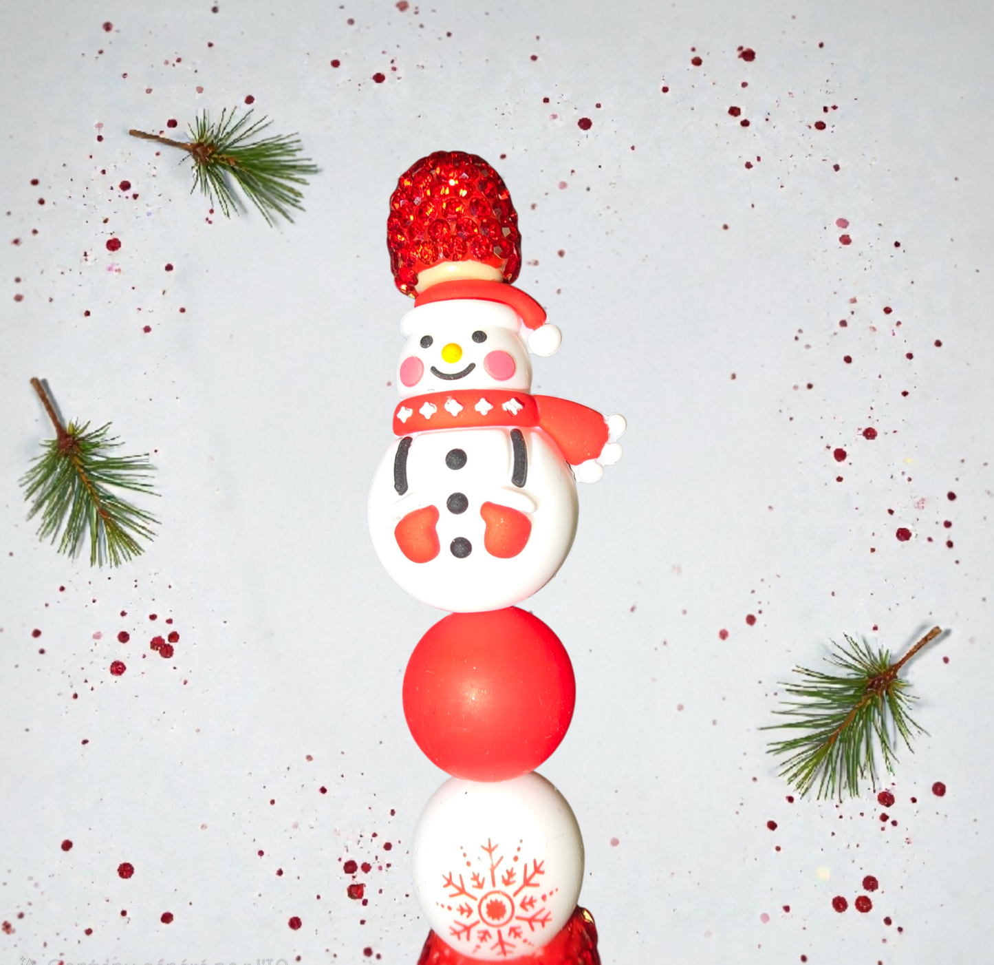 Stylo fait main bonhomme de neige ☃️ avec flocon ❄️