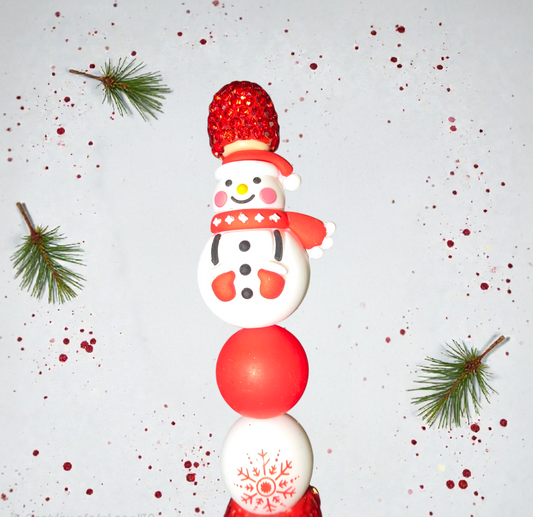 Stylo fait main bonhomme de neige ☃️ avec flocon ❄️