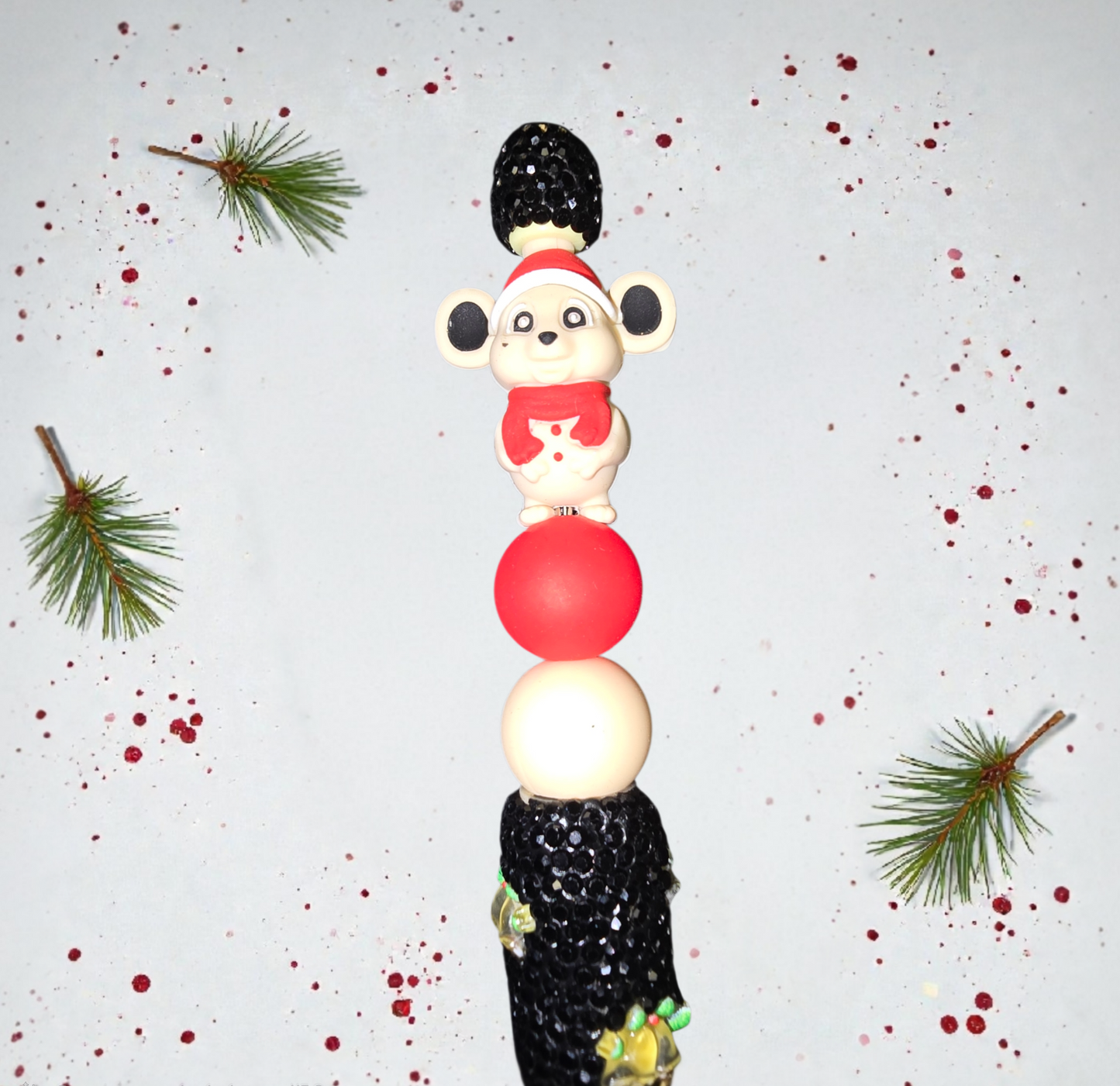 Stylo fait main souris de Noël 🐭