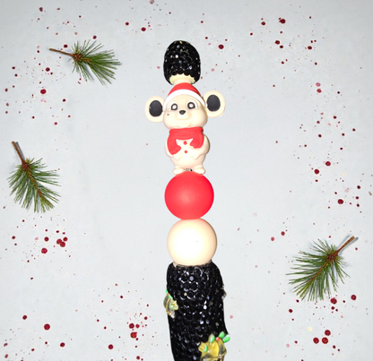 Stylo fait main souris de Noël 🐭