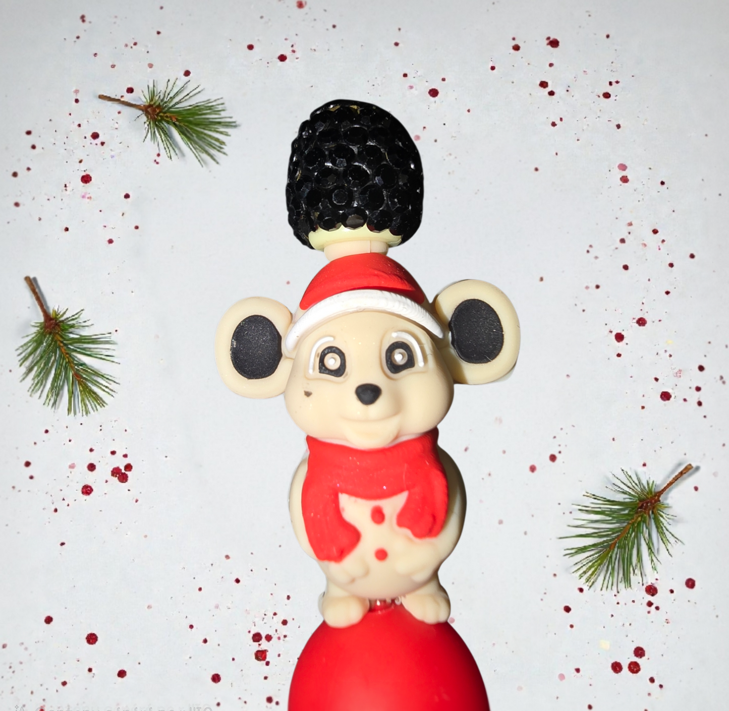 Stylo fait main souris de Noël 🐭