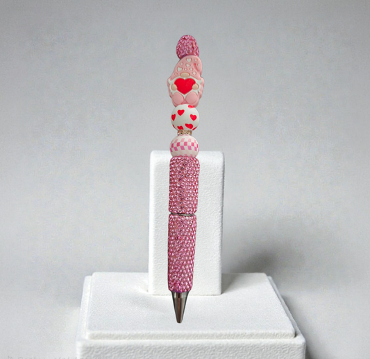 Stylo strass fait main gnome rose Amour 🩷