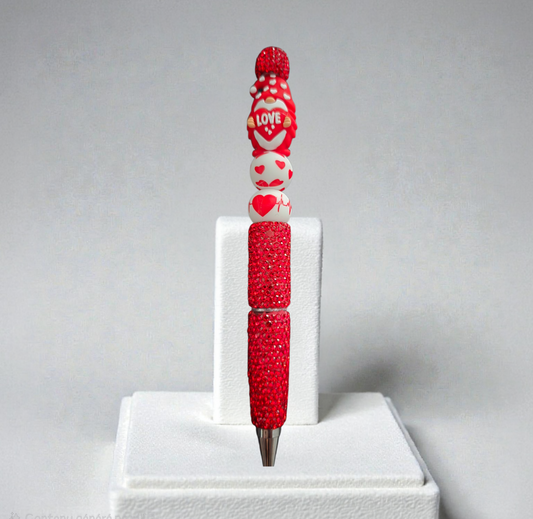 Stylo strass fait main gnome Love ❤️