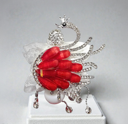 Stylo strass fait main cygne rouge rubis 🦢