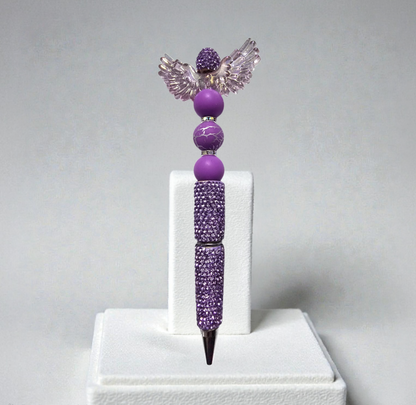 Stylo strass fait main aile d'ange violet 🪽