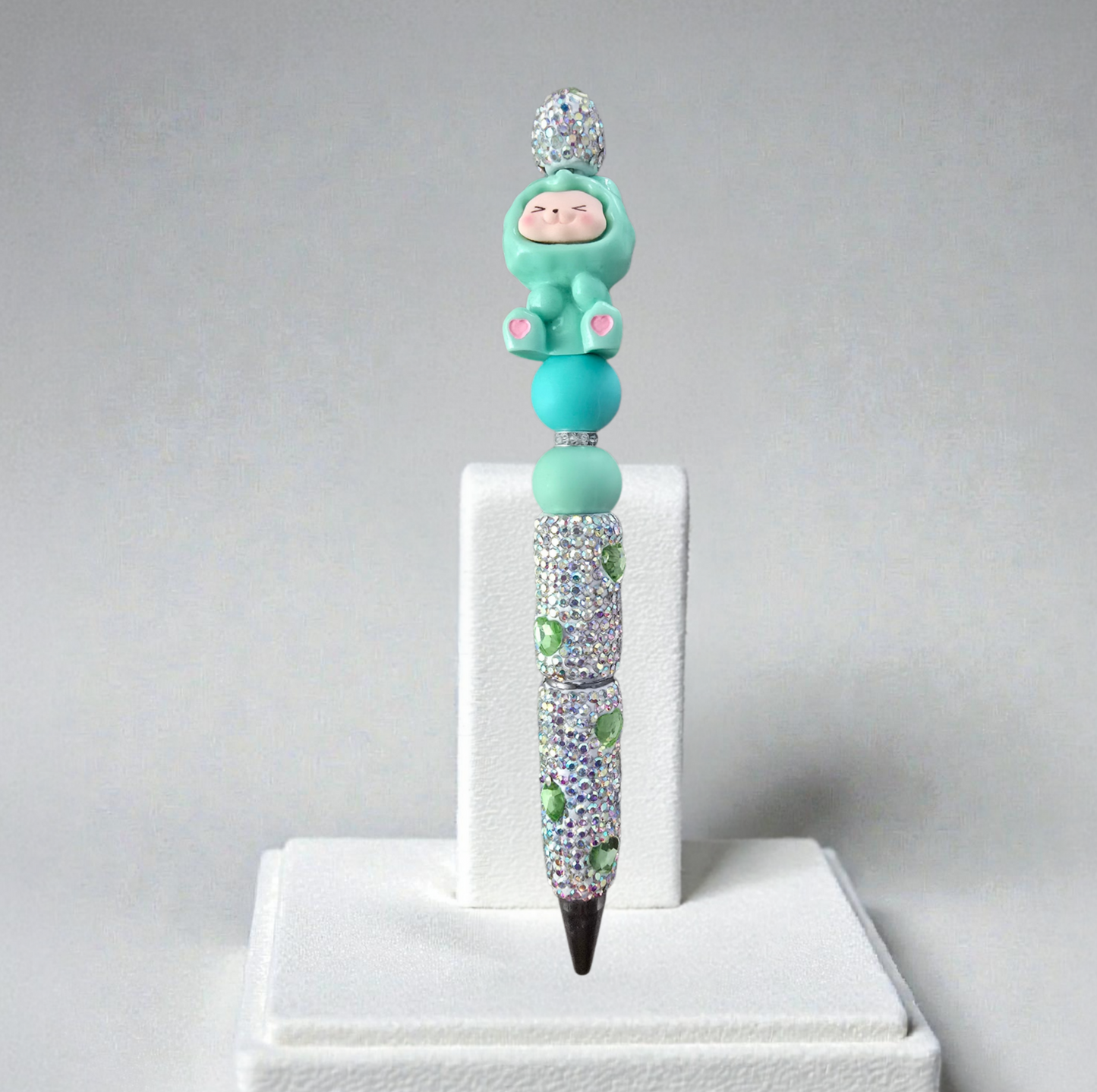 Stylo strass fait main labubu vert