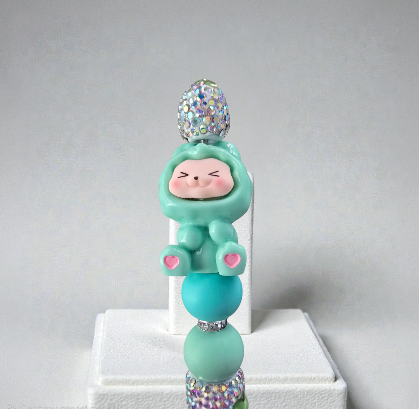 Stylo strass fait main labubu vert