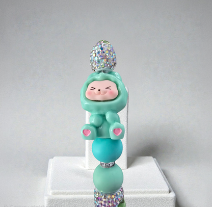 Stylo strass fait main labubu vert