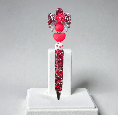 Stylo strass fait main ruban rouge 🎀