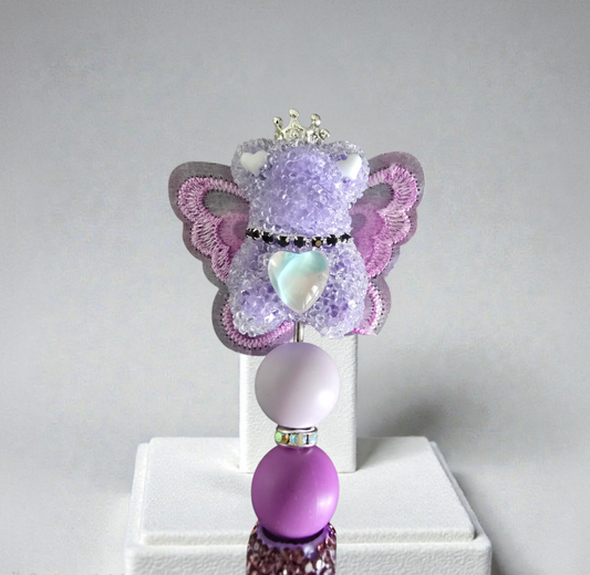 Stylo strass fait main ourson ange violet 🧸