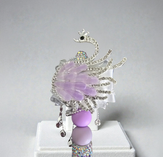 Stylo strass fait main cygne améthyste 🦢