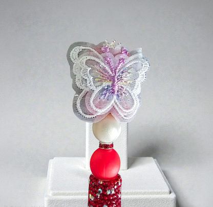 Stylo strass fait main ourson ange rouge et blanc 🧸