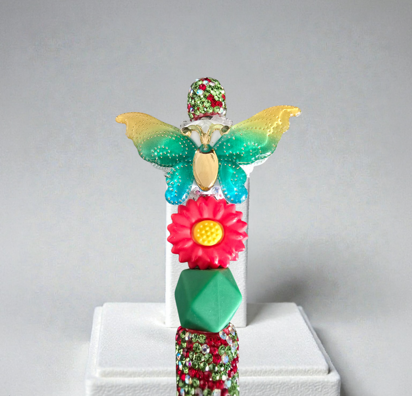 Stylo strass fait main papillon et fleur 🦋🌸