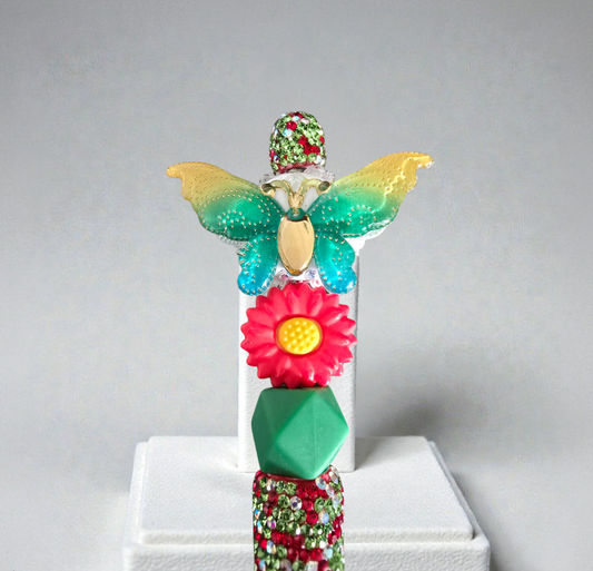 Stylo strass fait main papillon et fleur 🦋🌸