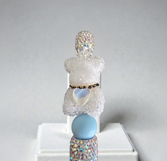 Stylo strass fait main ourson roi blanc 🧸👑